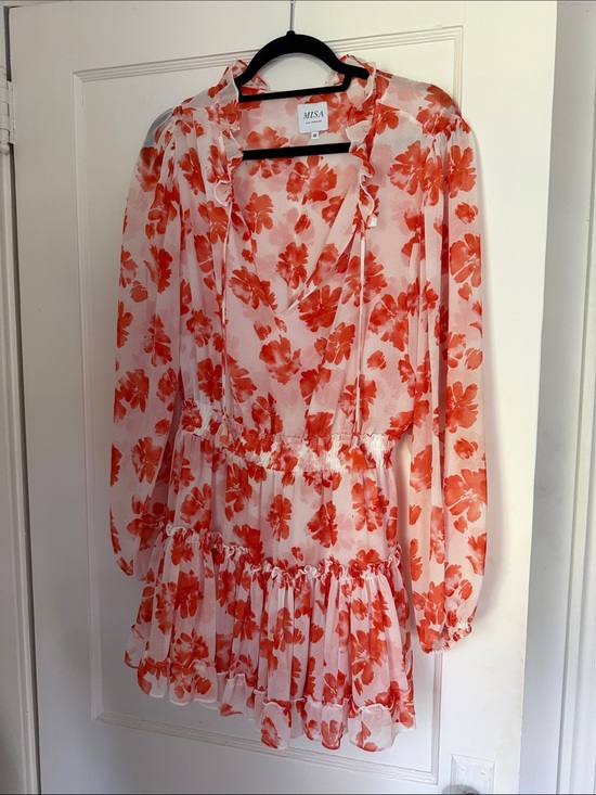 Misa Los Angeles Dresses & Skirts - Misa Orange and White Floral Ruffle mini Dress